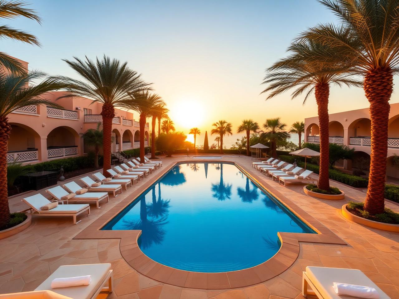 Outdoor pool at Hotel Chams in Tetouan